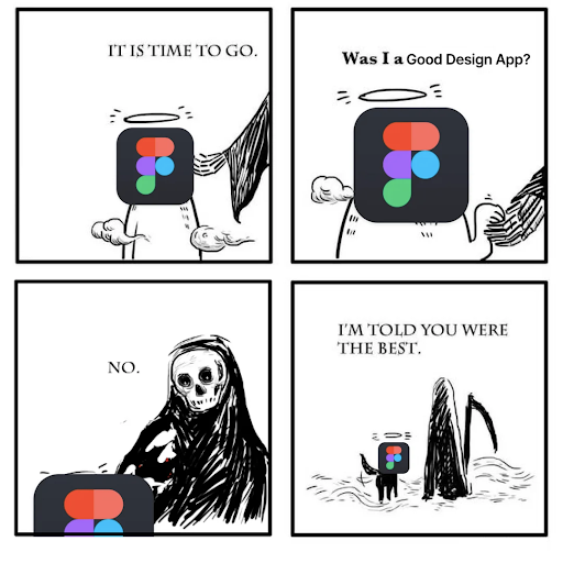 Image de Reddit : https://www.reddit.com/r/FigmaDesign/comments/xft6nn/had_to_join_the_figma_funeral_meme_procession/?rdt=56696
