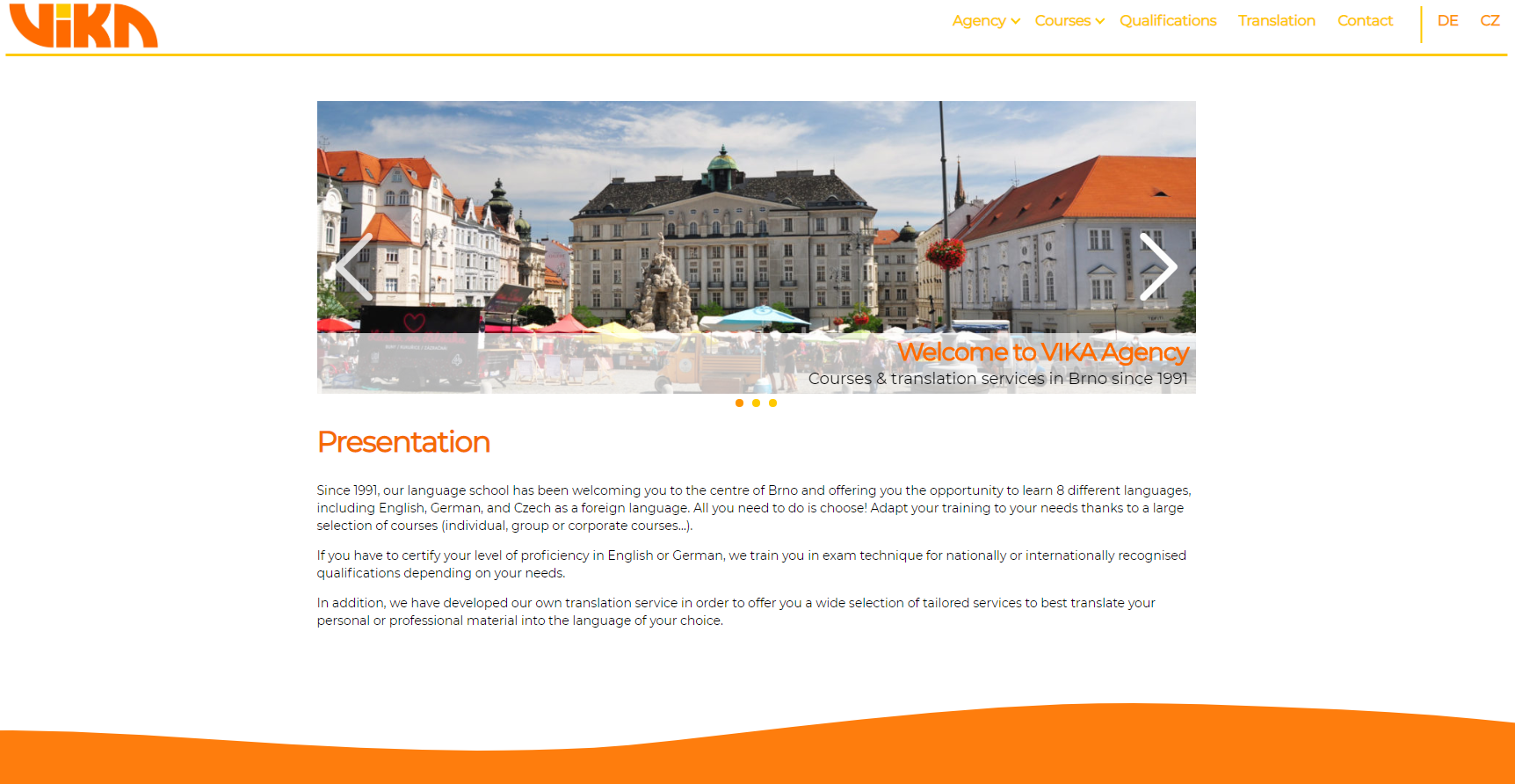 one of the projects - Vika Agency's website homepage