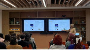 Heather Hepburn teaching accessibility to students in a classroom setting