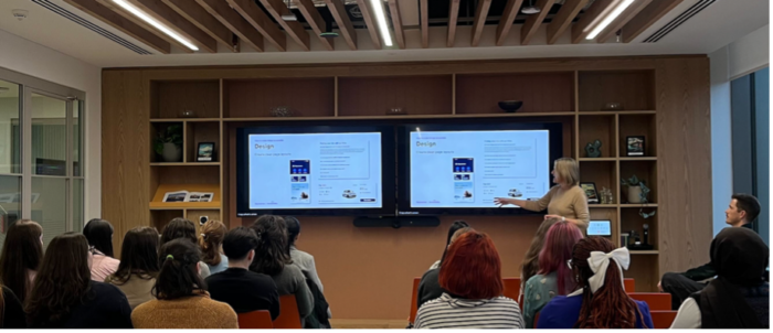 Heather Hepburn teaching accessibility to students in a classroom setting